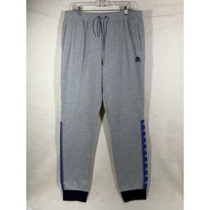 Kappa Track Pants Mens Large Gray Joggers Logo Tape Side Stripe Athletic